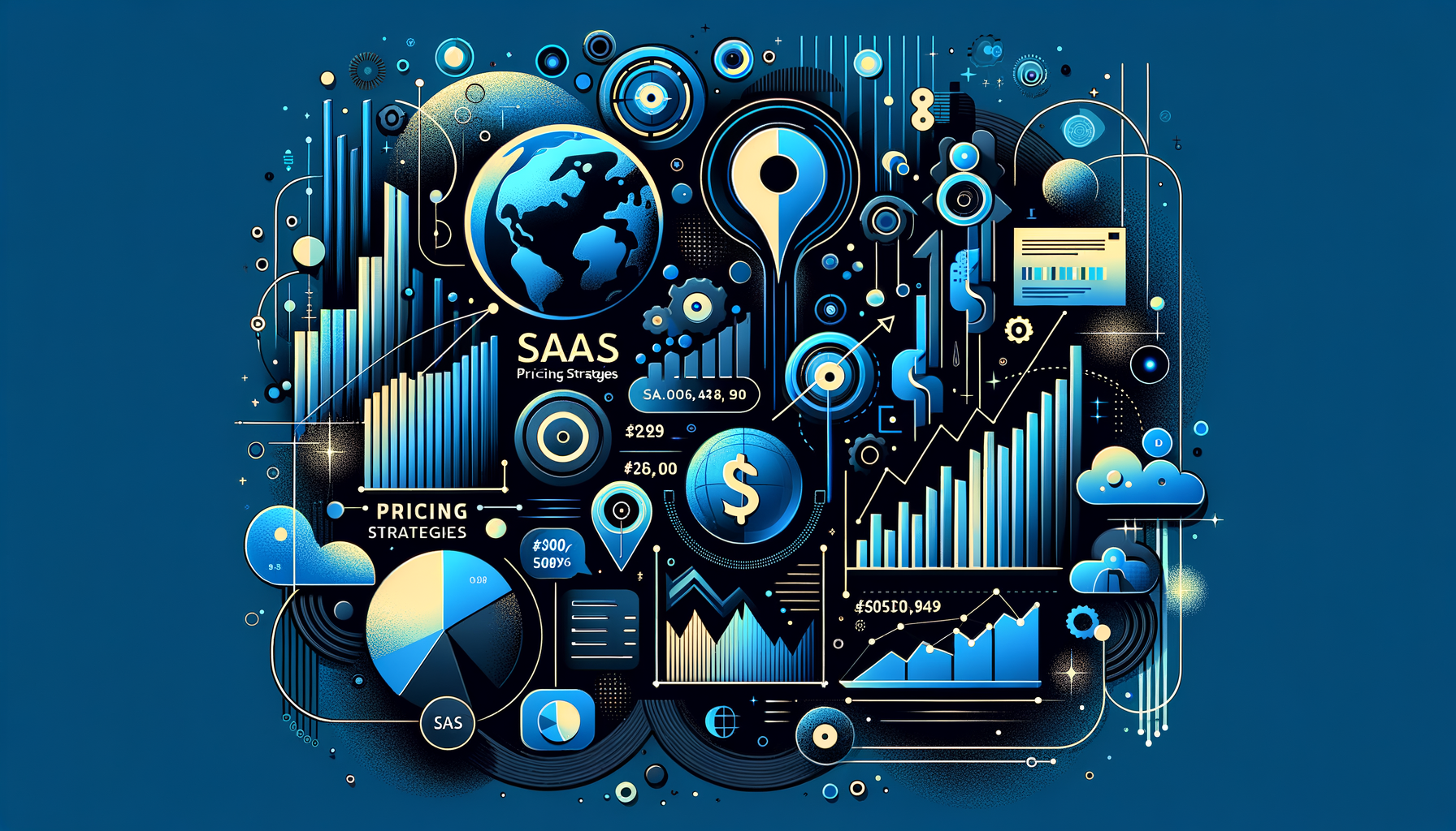 Editorial illustration for saas pricing strategies: global - digital business intelligence